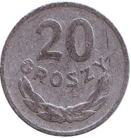 Монета 20 грошей. 1963 год, Польша. Монета 20 грошей. 1963 год, Польша.