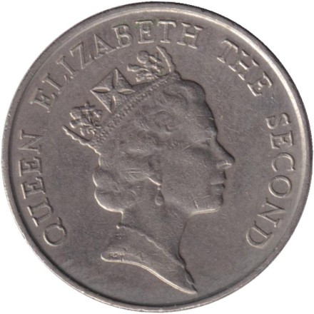 Монета 5 долларов. 1988 год, Гонконг. Монета 5 долларов. 1988 год, Гонконг.