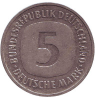 Монета 5 марок. 1991 год (A), ФРГ. Монета 5 марок. 1991 год (A), ФРГ.