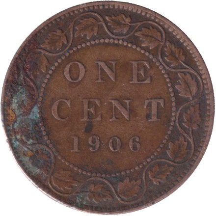 Монета 1 цент. 1906 год, Канада.