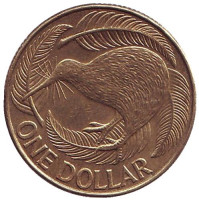 Киви (птица). Монета 1 доллар. 2010 год, Новая Зеландия.