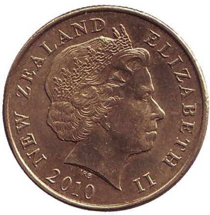 Монета 1 доллар. 2010 год, Новая Зеландия. Киви (птица). Монета 1 доллар. 2010 год, Новая Зеландия. Киви (птица).