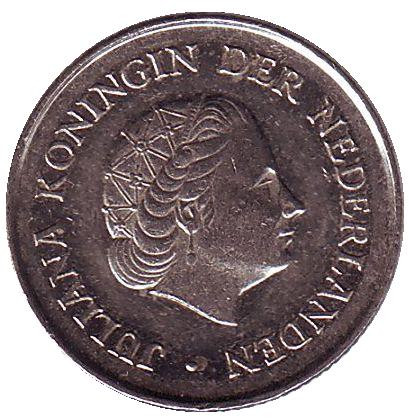 Монета 25 центов. 1973 год, Нидерланды.