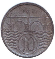 Монета 10 геллеров. 1942 год, Протекторат Богемии и Моравии. Монета 10 геллеров. 1942 год, Протекторат Богемии и Моравии.