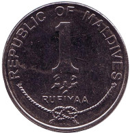 Монета 1 руфия. 2012 год, Мальдивы. aUNC Государственный герб. Монета 1 руфия. 2012 год, Мальдивы. aUNC Государственный герб.