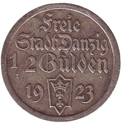 Монета 1/2 гульдена. 1923 год, Данциг. Монета 1/2 гульдена. 1923 год, Данциг.