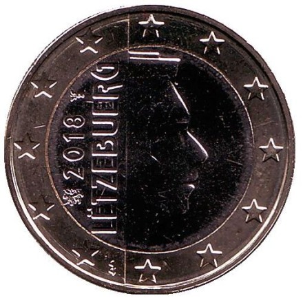 Монета 1 евро. 2018 год, Люксембург.