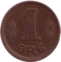 Монета 1 эре. 1922 год, Дания.