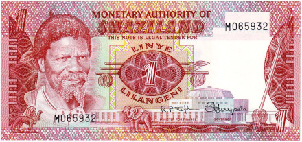 Банкнота 1 лилангени. 1974 год, Свазиленд.