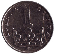 Монета 1 крона. 1996 год, Чехия. Монета 1 крона. 1996 год, Чехия.