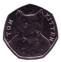 Котёнок Том. Монета 50 пенсов. 2017 год, Великобритания.