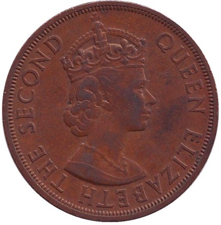 Монета 2 цента. 1965 год, Восточно-Карибские государства. Монета 2 цента. 1965 год, Восточно-Карибские государства.