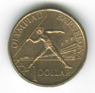 Монета 1 доллар. 1992 год, Австралия. Олимпиада в Барселоне.