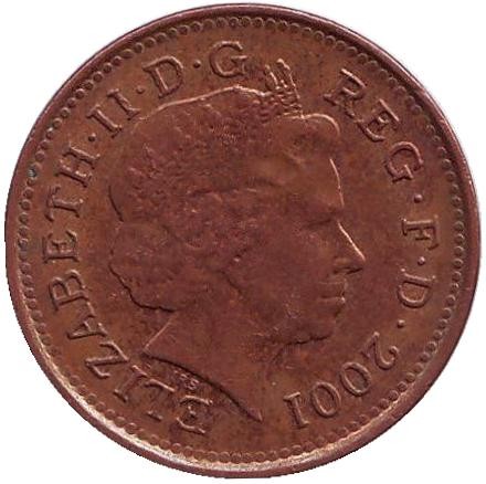 Монета 1 пенни. 2001 год, Великобритания.