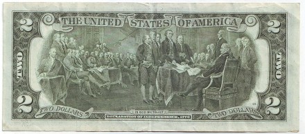 Банкнота 2 доллара. 1976 год, США. Из обращения. Банкнота 2 доллара. 1976 год, США. Из обращения.
