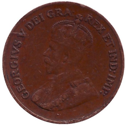 Монета 1 цент. 1920 год, Канада. (Новый тип).