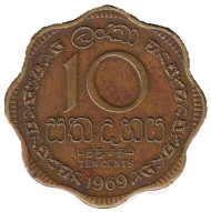 Монета 10 центов. 1969 год, Цейлон. Монета 10 центов. 1969 год, Цейлон.