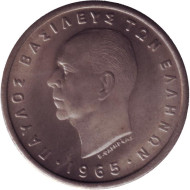 Монета 2 драхмы. 1965 год, Греция. Монета 2 драхмы. 1965 год, Греция.