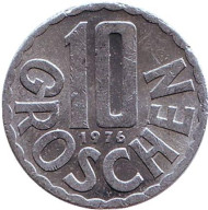 Монета 10 грошей. 1976 год, Австрия. Монета 10 грошей. 1976 год, Австрия.
