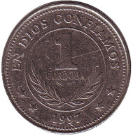 Монета 1 кордоба. 1997 год, Никарагуа.