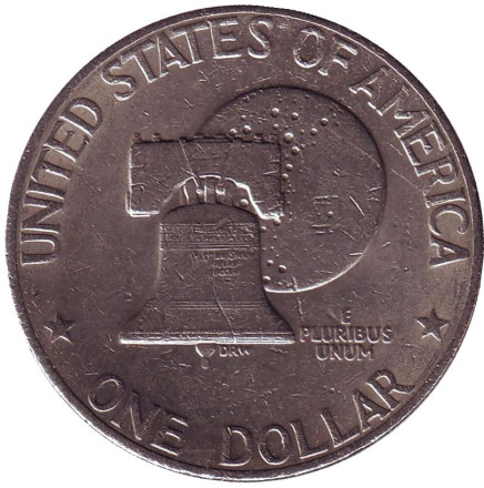 Монета 1 доллар, 1976 год, США. Дуайт Эйзенхауэр ("лунный доллар").