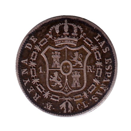 Монета 1 реал. 1848 год, Испания. Изабелла II.