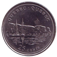 Квебек. 125 лет Конфедерации Канады. Монета 25 центов. 1992 год, Канада.