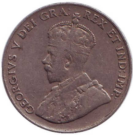 Монета 5 центов. 1924 год, Канада.