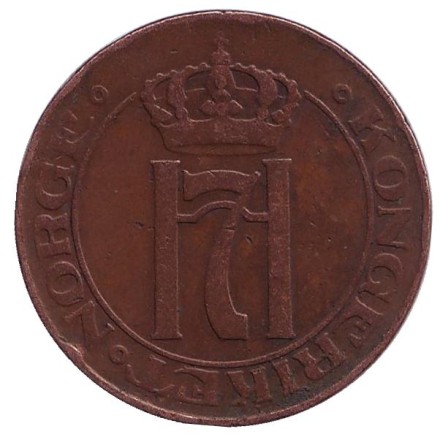 Монета 5 эре. 1921 год, Норвегия.