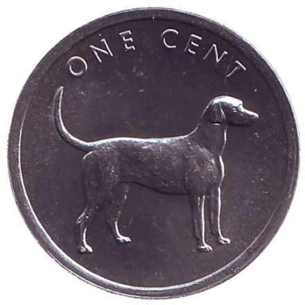 Монета 1 цент. 2003 год, Острова Кука. Легавая. Собака.