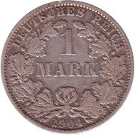 Монета 1 марка. 1904 год (А), Германская империя. Монета 1 марка. 1904 год (А), Германская империя.