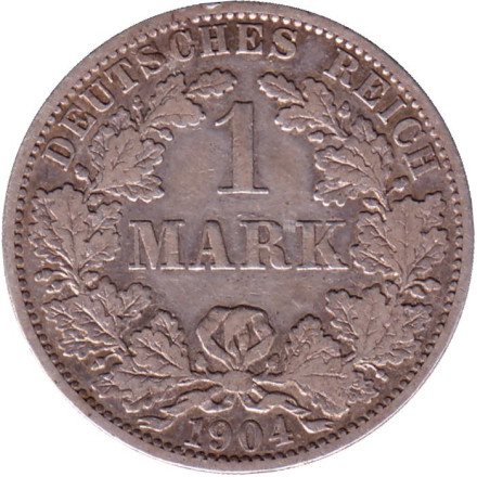 Монета 1 марка. 1904 год (А), Германская империя.