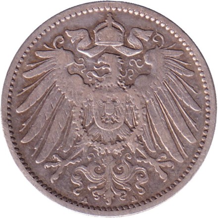 Монета 1 марка. 1904 год (А), Германская империя. Монета 1 марка. 1904 год (А), Германская империя.
