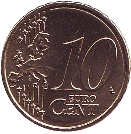 Монета 10 центов. 2015 год, Австрия.