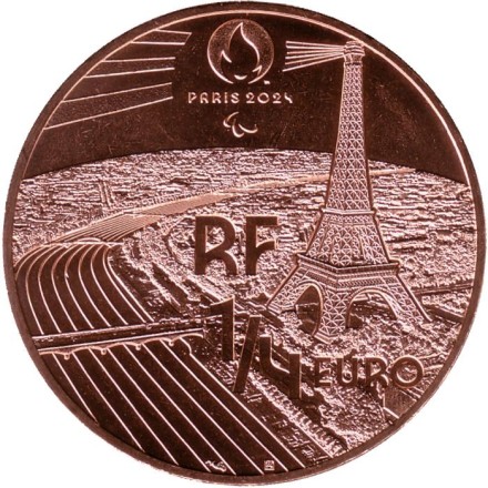 Монета 1/4 евро. 2022 год, Франция. XVII летние Паралимпийские игры, Париж 2024. Футбол для незрячих.