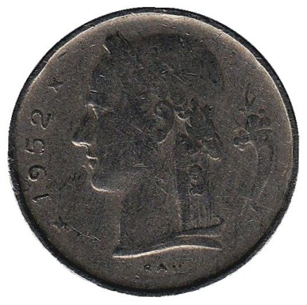 Монета 1 франк. 1952 год, Бельгия. (Belgique) Монета 1 франк. 1952 год, Бельгия. (Belgique)