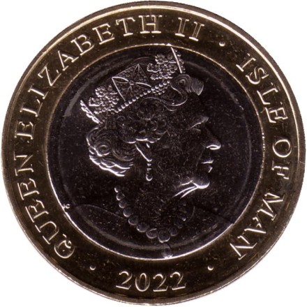 Монета 2 фунта. 2022 год, Остров Мэн. Мотогонки "Tourist Trophy". Трибуна.