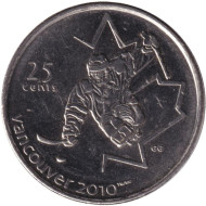 Монета 25 центов. 2009 год, Канада. Ванкувер 2010 - Хоккей на санях. Монета 25 центов. 2009 год, Канада. Ванкувер 2010 - Хоккей на санях.