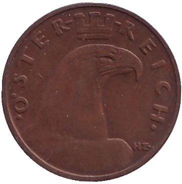 Монета 1 грош. 1929 год, Австрия. Монета 1 грош. 1929 год, Австрия.