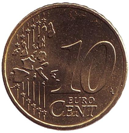Монета 10 центов. 2002 год, Греция. (Без отметки монетного двора)
