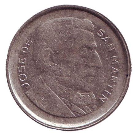 Монета 20 сентаво. 1954 год, Аргентина. Генерал Хосе де Сан-Мартин.