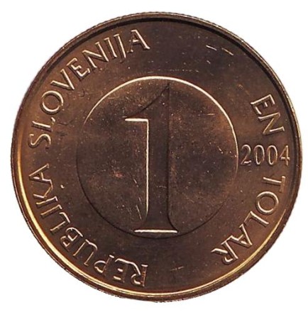Монета 1 толар. 2004 год, Словения. UNC. Ручьевая форель. Монета 1 толар. 2004 год, Словения. UNC. Ручьевая форель.