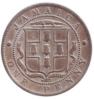 Монета 1 пенни. 1918 год, Ямайка. Монета 1 пенни. 1918 год, Ямайка.