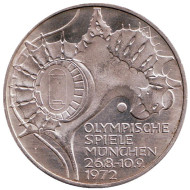 Монета 10 марок, 1972 год, ФРГ. Стадион. XX Летние Олимпийские игры. Мюнхен-1972. (G). Монета 10 марок, 1972 год, ФРГ. Стадион. XX Летние Олимпийские игры. Мюнхен-1972. (G).