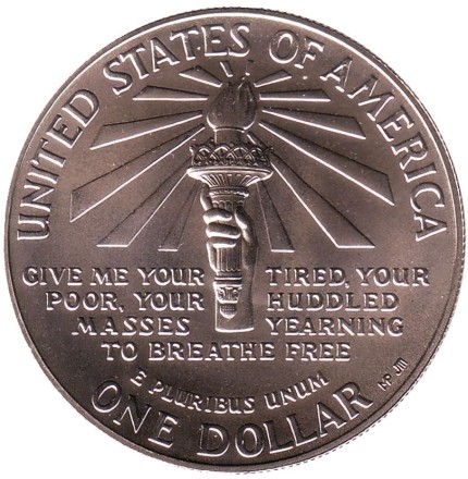 Монета 1 доллар. 1986 год (P), США. 100 лет Статуе Свободы.