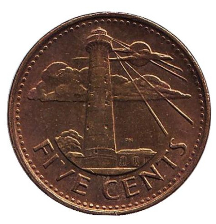 Монета 5 центов. 2010 год, Барбадос. Маяк.