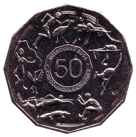 Монета 50 центов. 2005 год, Австралия. UNC. XVIII Игры Содружества.