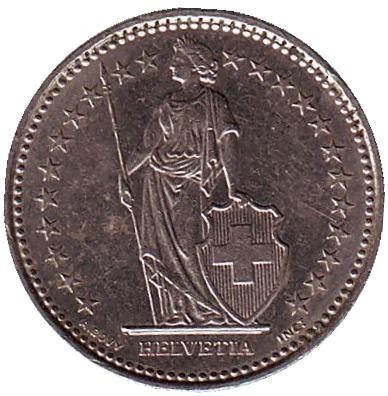 Монета 1/2 франка. 1986 год, Швейцария. Монета 1/2 франка. 1986 год, Швейцария.