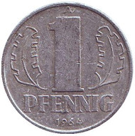 Монета 1 пфенниг. 1964 год, ГДР. Монета 1 пфенниг. 1964 год, ГДР.