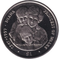 Монета 1 доллар. 2007 год, Сьерра-Леоне. 10 лет со дня смерти Принцессы Дианы. Вильям и Гарри. Монета 1 доллар. 2007 год, Сьерра-Леоне. 10 лет со дня смерти Принцессы Дианы. Вильям и Гарри.